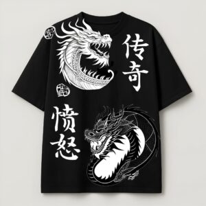 Dragon Oversized Tshirt Black V1